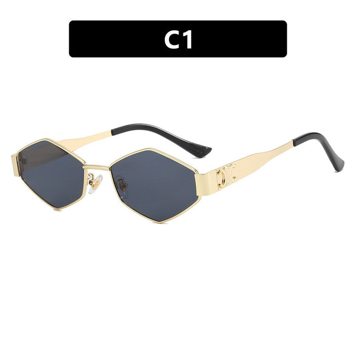 Dame moterett solbrille med unik sekskantet ramme Skanto