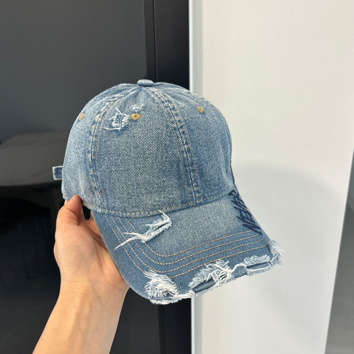 Kvinne Slitt Denim Baseball Caps Skanto 1784084111