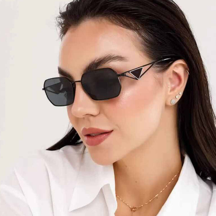 Women's Geometric Luxury Sunglasses with Narrow High-Gloss Frame Skanto