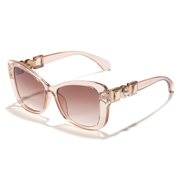Dame Cat-Eye solbriller med elegant metallisk dekorasjon Skanto