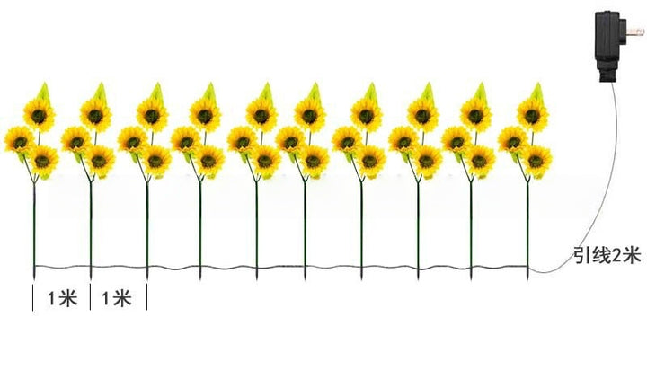 Solenergidrevne ute hage stake lys med realistiske solblomster og vanntett solkontroller Skanto