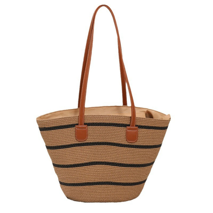 Elegant Raffia Tote Bag with Leather Handles Skanto