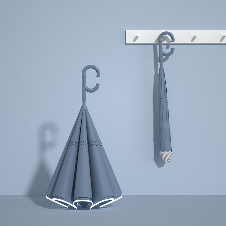 Dame automatisk sammenleggbare paraply med ergonomisk design og sterke vindmotstands elementer Skanto