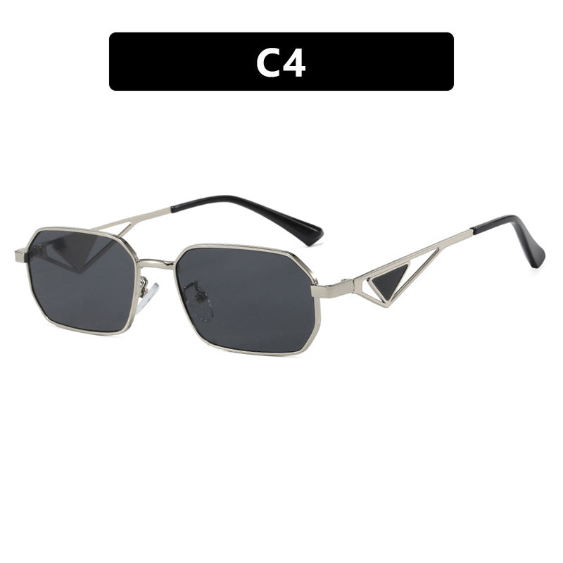 Women's Geometric Luxury Sunglasses with Narrow High-Gloss Frame Skanto