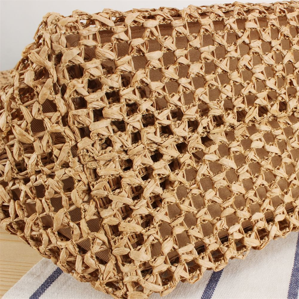 Hand-knotted basket bag with colorful inscription Skanto