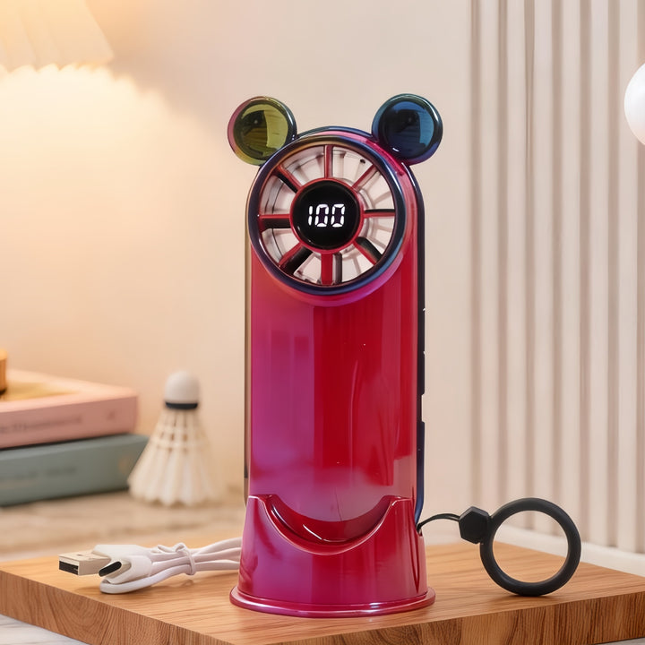 Dame Bærbar Mini-Ventilator med LED-skjerm og multifunksjonsdesign Skanto