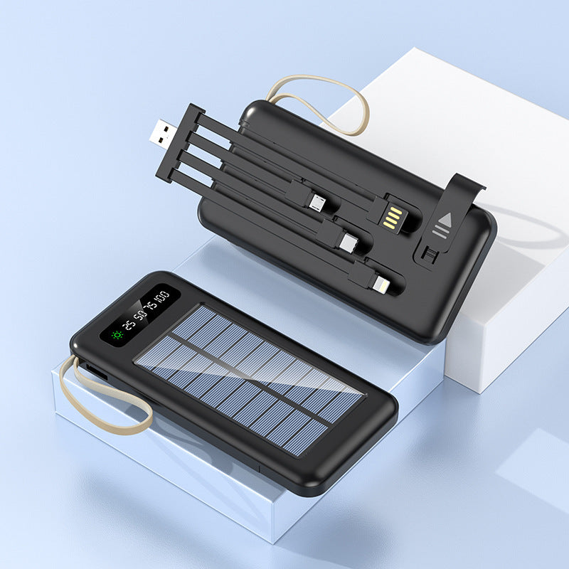 Bærbar sol-powerbank med integrert multifunksjonsladekabel og digital skjerm Skanto