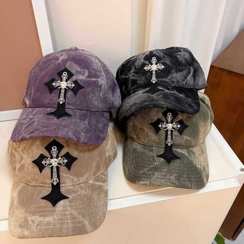 Herren Fløyelsbrodert Cross Baseball Cap Skanto
