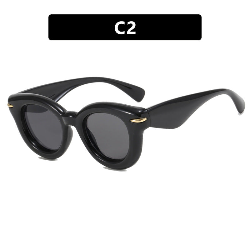 Dame Cat-Eye solbriller med ekstravagant ramme og beskyttende UV-beskyttelse Skanto