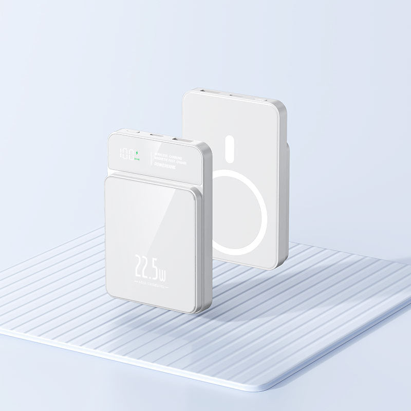 Bærbar Powerbank med trådløs ladingsfunksjon og digital temperaturvisning Skanto