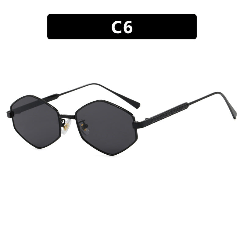 Women's hexagonal sunglasses with elegant metal accents and UV protection Skanto