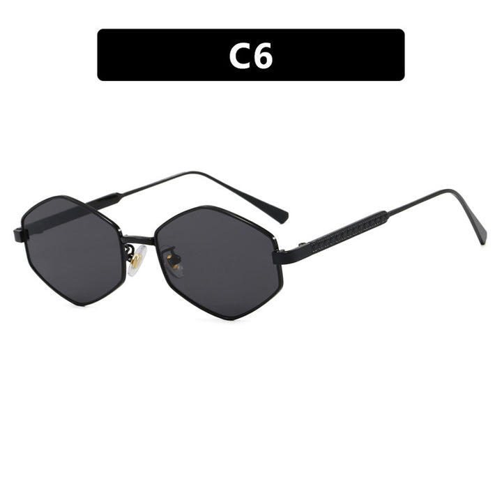 Women's hexagonal sunglasses with elegant metal accents and UV protection Skanto