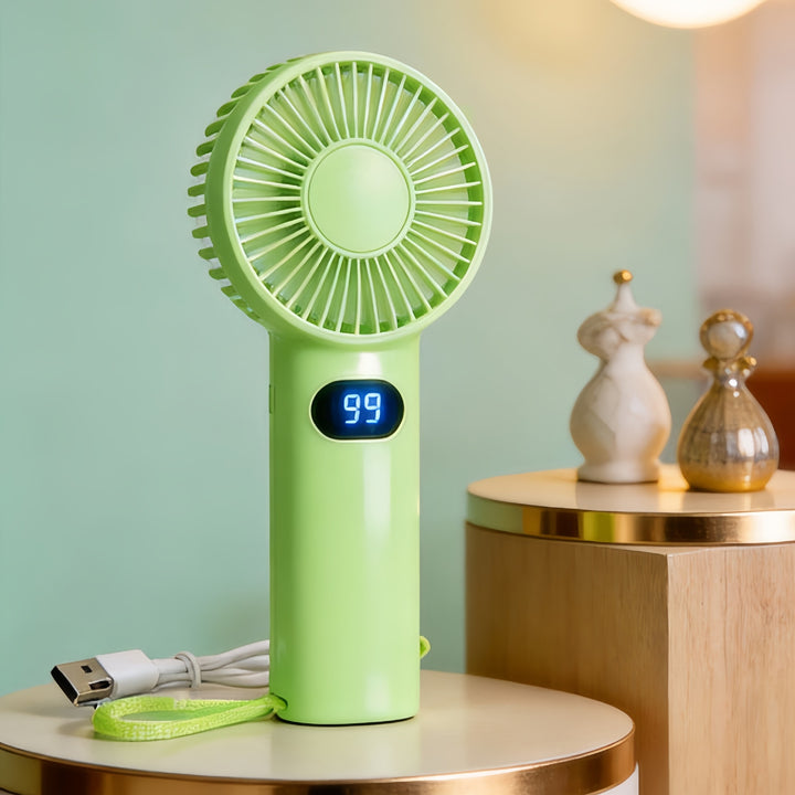 Damehåndvifte med digitalt temperaturdisplay Skanto