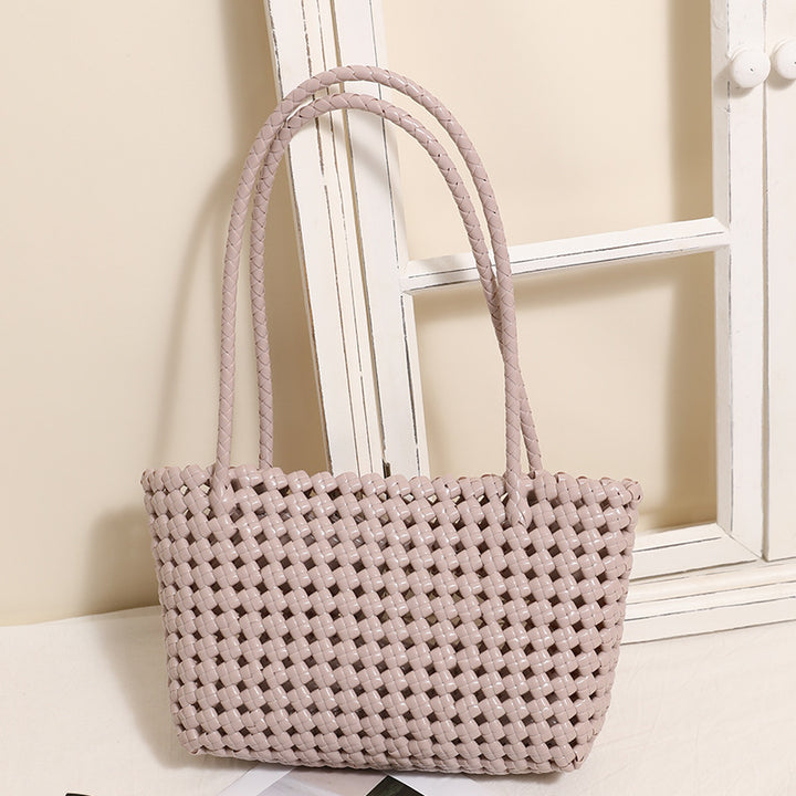 Braided beach bag with practical folding mechanism Skanto