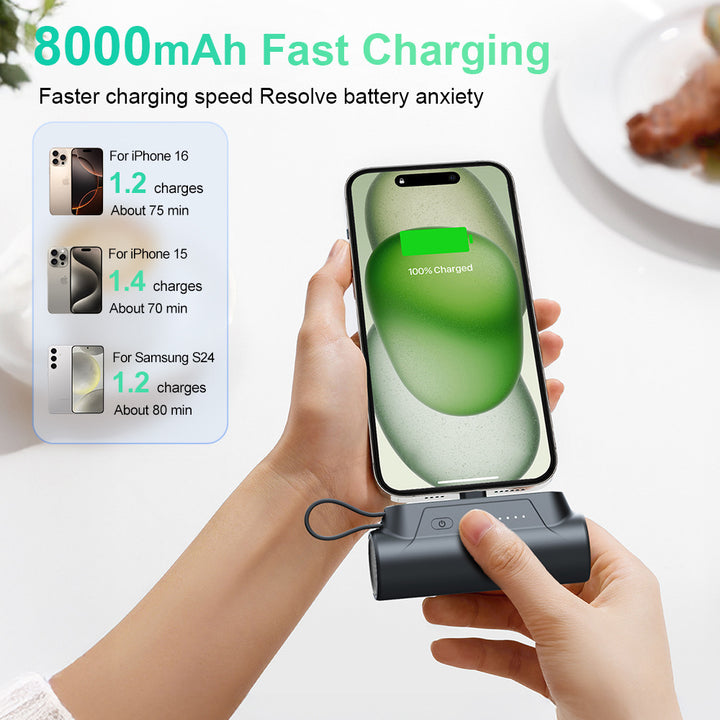 Mini Powerbank med integrert ladekabel Skanto