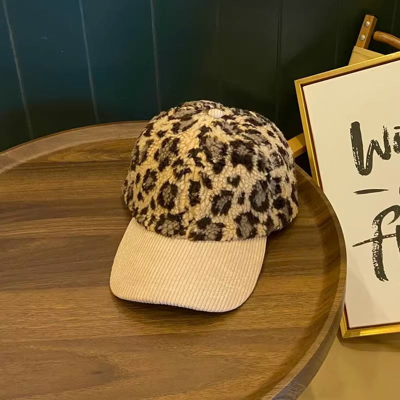 Kvinnens Leopardmønstret Fleece Baseball Caps Skanto