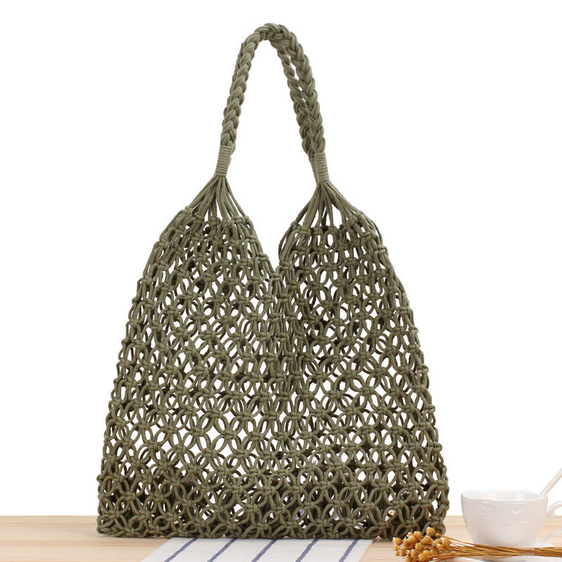 Handbag made of robust hand-knotted net material Skanto