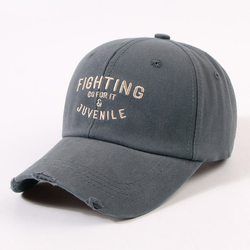 Kvinne Slitt Bomulls Cap med Motiverende Broderi Skanto