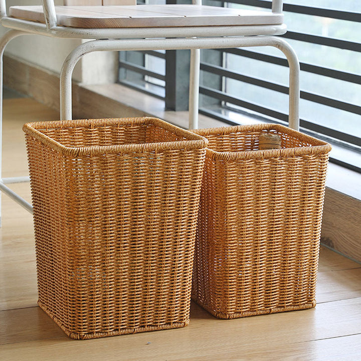 Rektangulær Håndvevd Rattan Søppelkurv Skanto