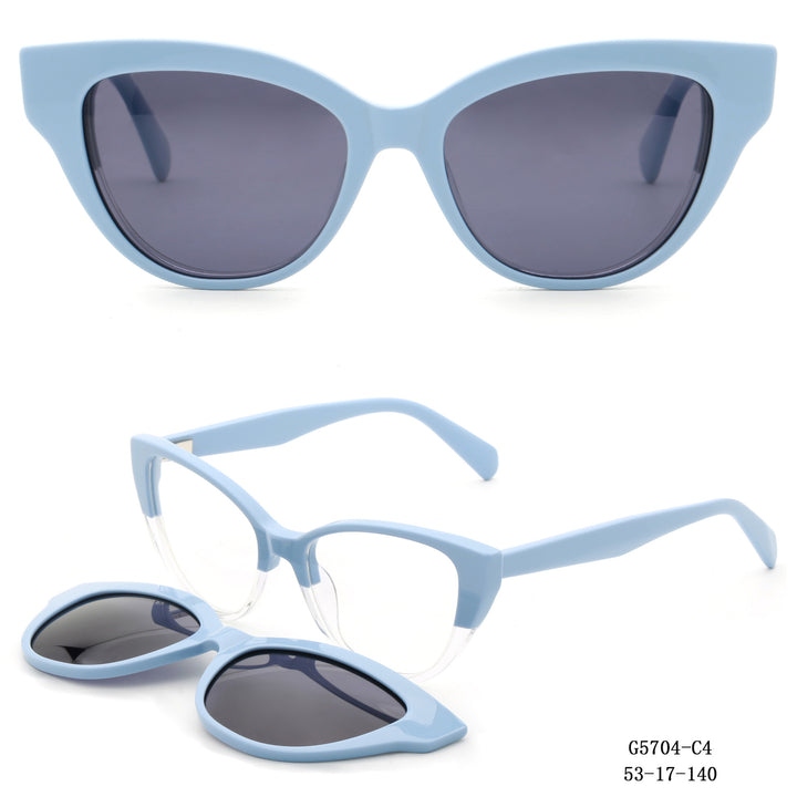Dame Cat-Eye solbriller med avtagbare linser Skanto