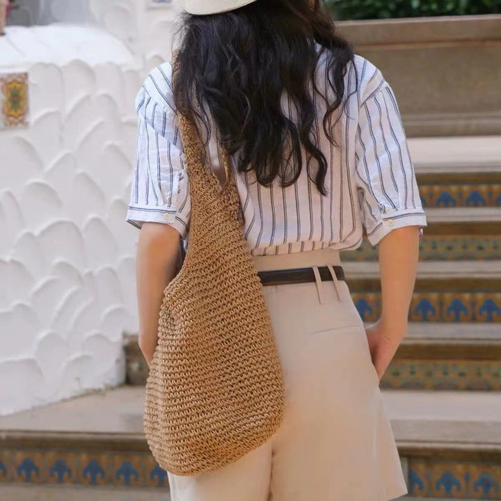 Spacious and Handmade Raffia Tote Bag with Comfortable Shoulder Strap Skanto
