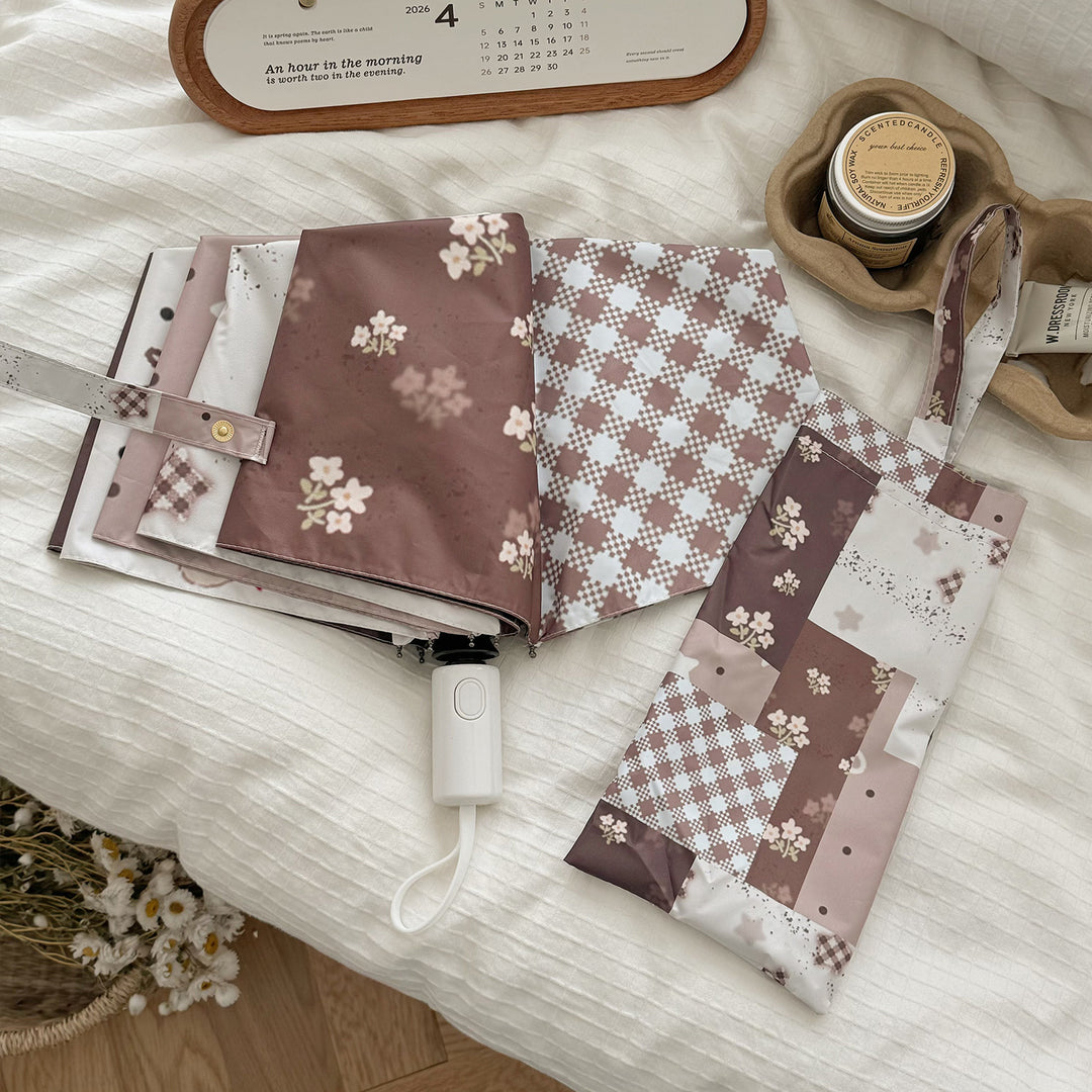 Dame Sammenleggbart Paraply med eksklusiv Patchwork-design Skanto