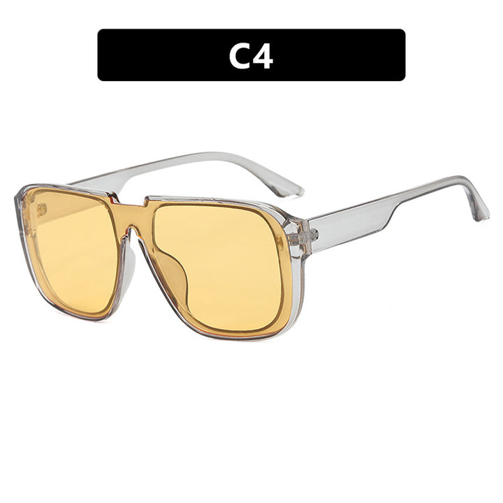 Women's trendy square sunglasses with transparent green frame and protective UV filter Skanto