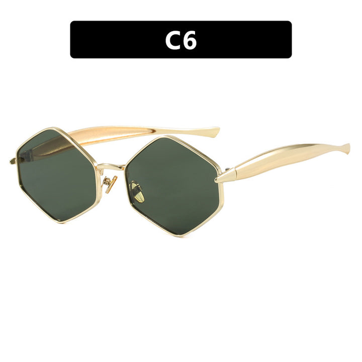 Women's hexagonal sunglasses with elegant metal frame and UV protection Skanto