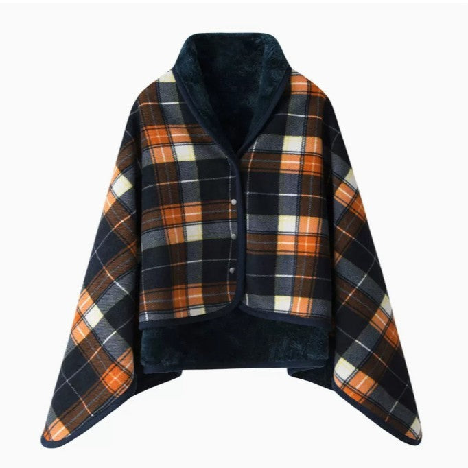 Dame elegant varmholdende Poncho-teppe Skanto