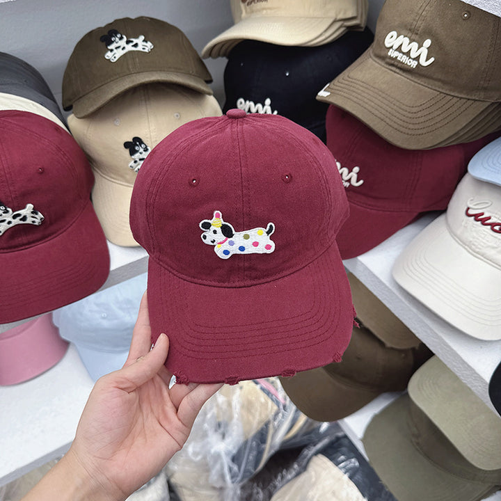 Kvinnenes Søte Broderte Hundetema Baseball Cap Skanto