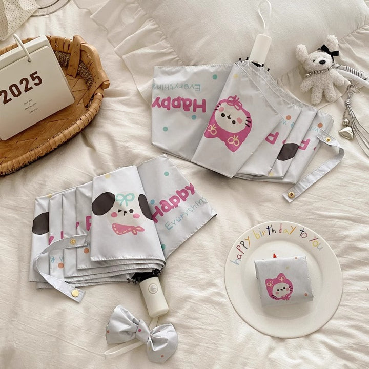 Dame Faltregnparaply med kreativt tegneserie-design Skanto
