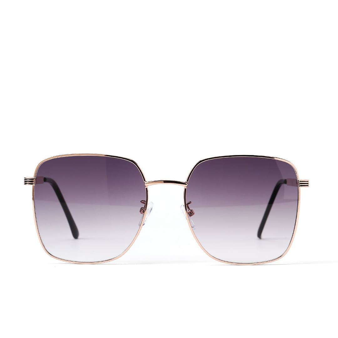 Dame kvadratisk solbrille med elegant metallramme og speilende glass Skanto