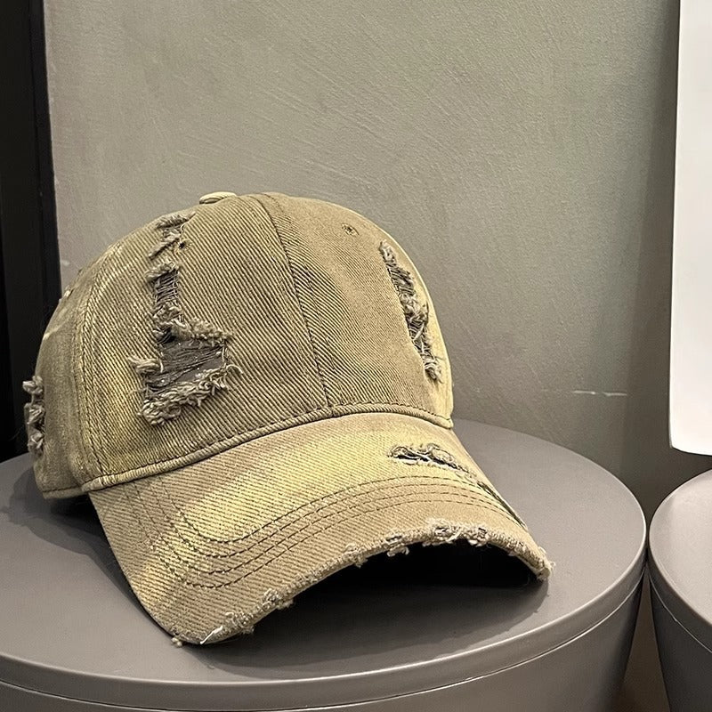Kvinne's Slitt Svart Denim Baseball Caps Skanto