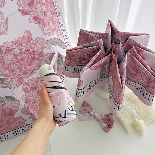 Dame kompakt paraply med blomstermotiv Skanto