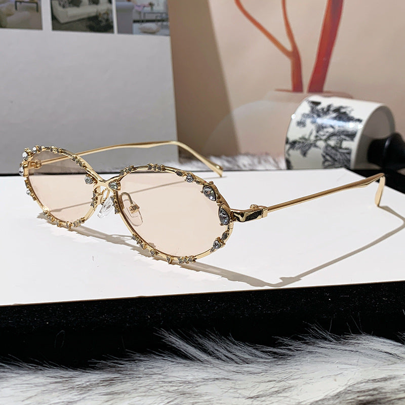 Women's exclusive sunglasses with sparkling rhinestone decoration and elegant metal frame Skanto