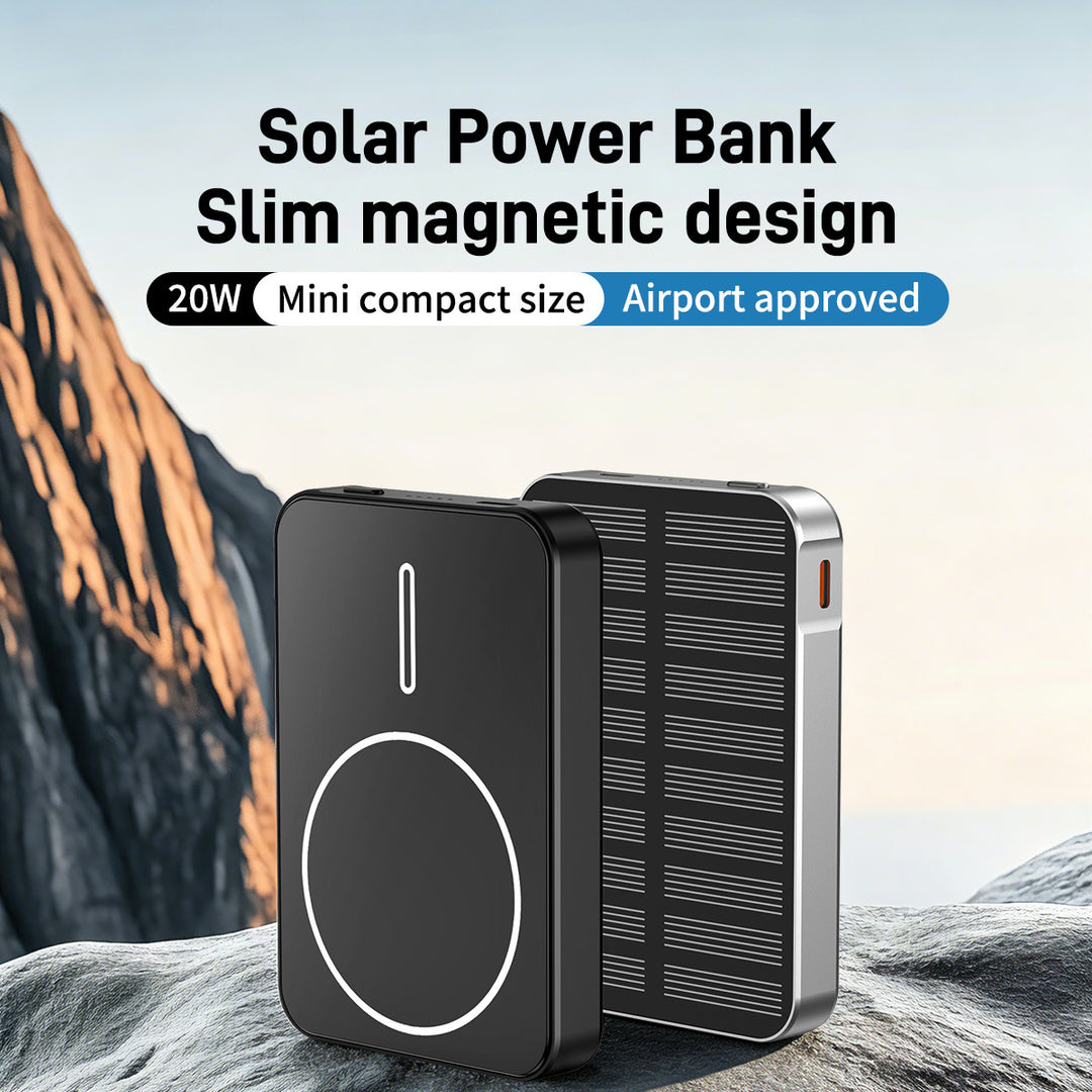 Solcelledrevet powerbank med hurtiglading og LED-lys Skanto