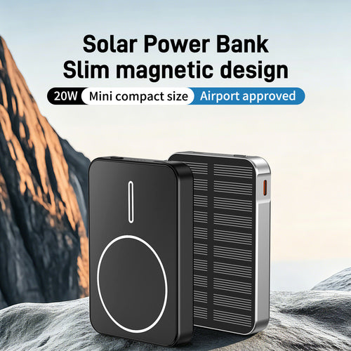 Solcelledrevet powerbank med hurtiglading og LED-lys Skanto