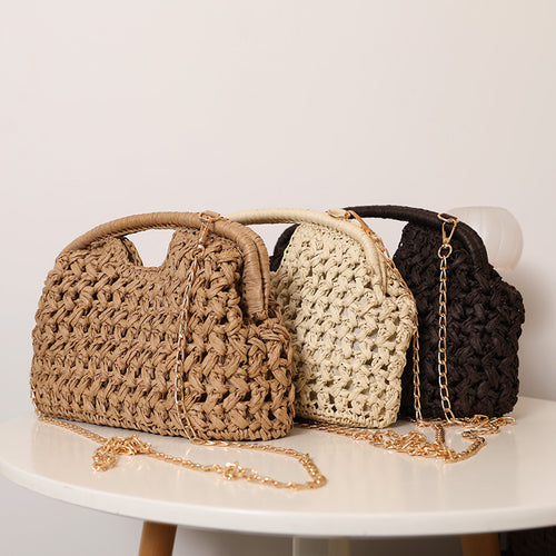 Handmade Rattan Bag with Elegant Handle and Chain Strap Skanto