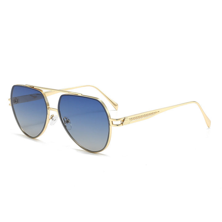 Dame Designer-solbrille i stilfull, bølget metallramme Skanto