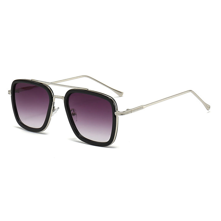 Dame moteristisk kvadratisk solbrille med glamorøs metallramme Skanto