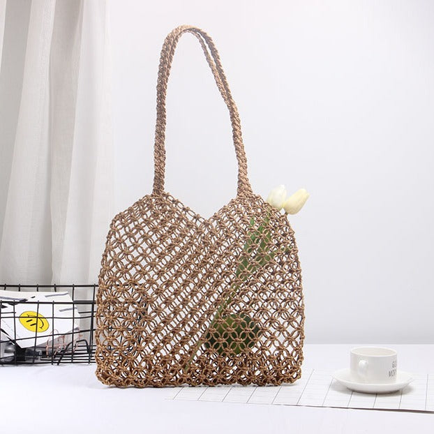 Structured Rattan Handle Bag Skanto
