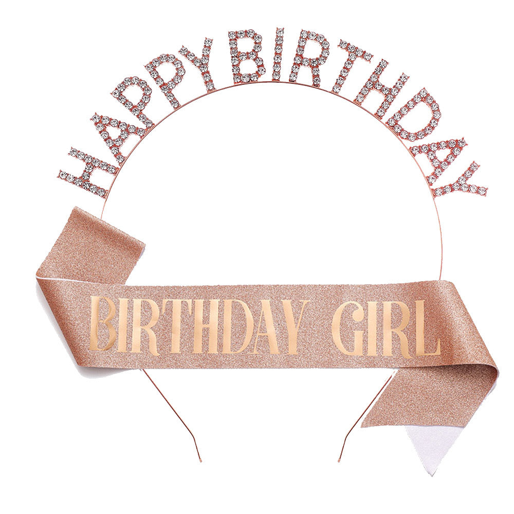 Damer Glitrende Hårbånd med "Happy Birthday"-påskrift Skanto