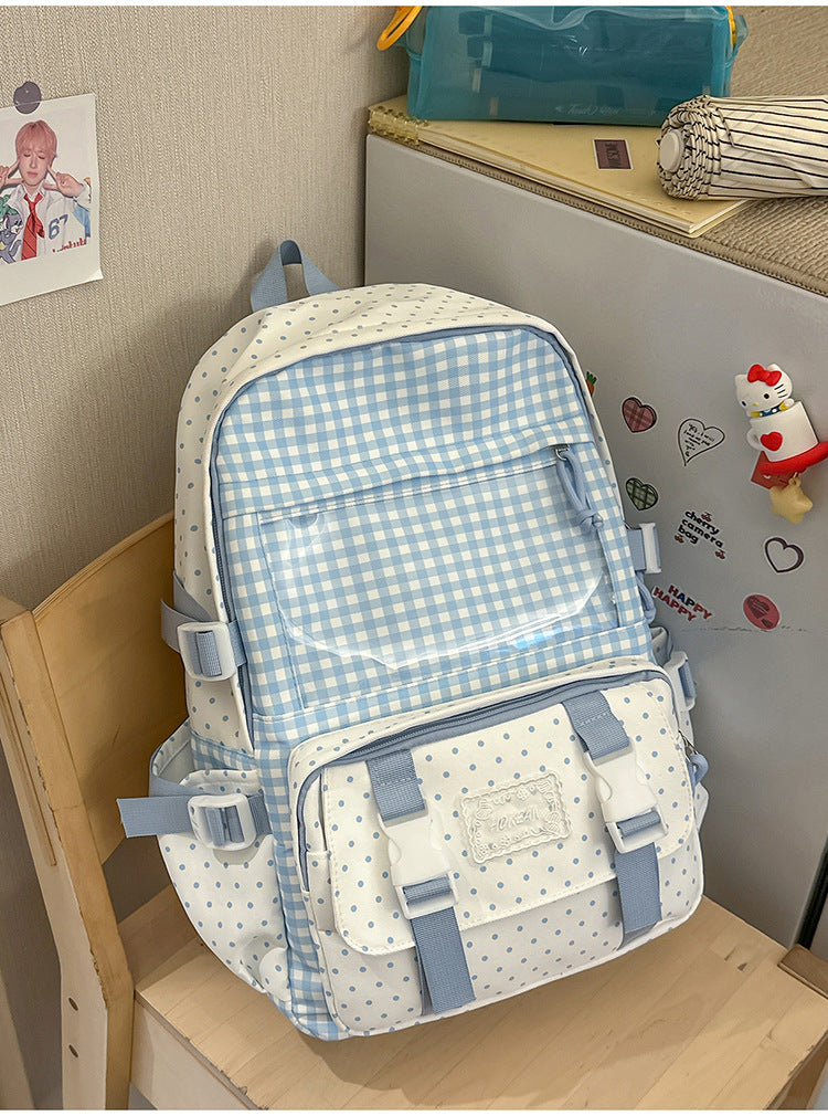 Søt Gingham Rutete Skoleveske
