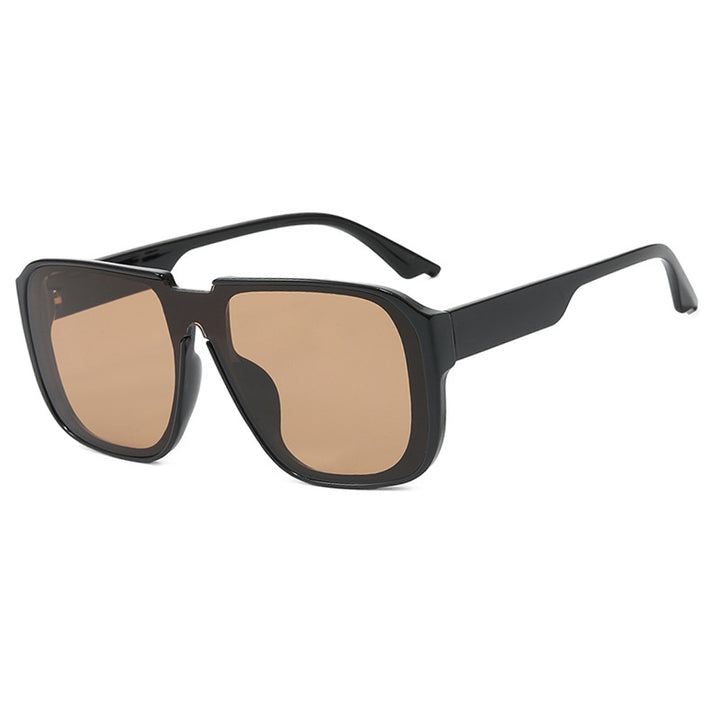 Women's trendy square sunglasses with transparent green frame and protective UV filter Skanto