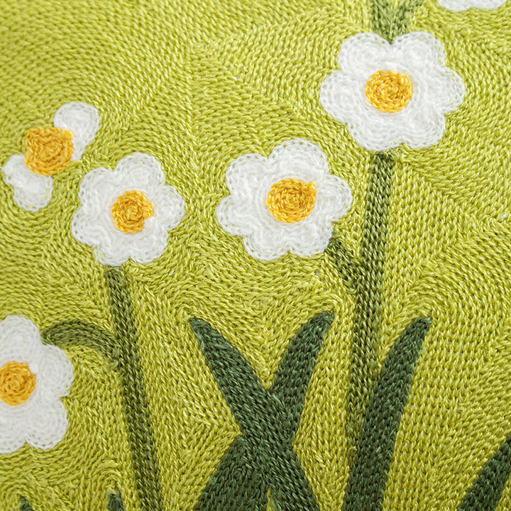 Women Decorative Cushion Cover with Fine Floral Embroidery Skanto