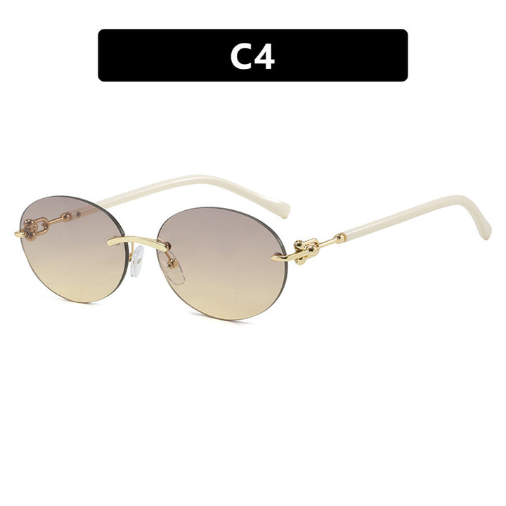 Women's oval sunglasses with luxurious metal frame and mirrored lenses Skanto