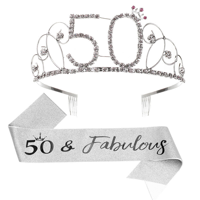 Dame Glitrende Tiara med festlig "50 & Fabulous"-design Skanto