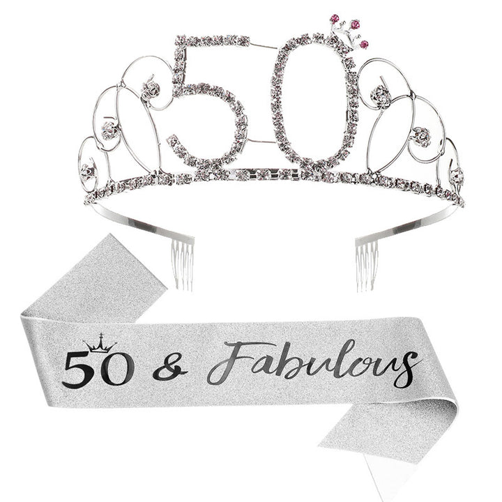 Dame Glitrende Tiara med festlig "50 & Fabulous"-design Skanto
