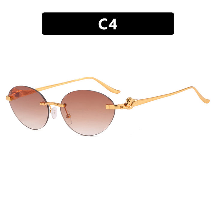 Women's round sunglasses with elegant, semi-transparent frame and stylish details Skanto