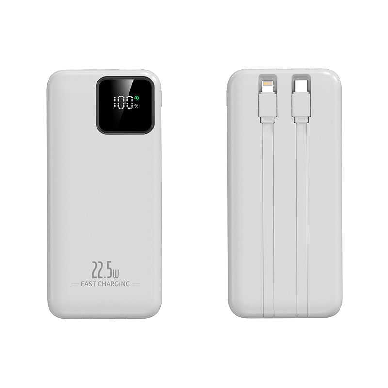 Powerbank med integrerte ladekabler og digitalt ladeindikator Skanto